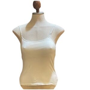 Aeropostale white camisole adjustable straps shelf bra cotton stretch cami XS